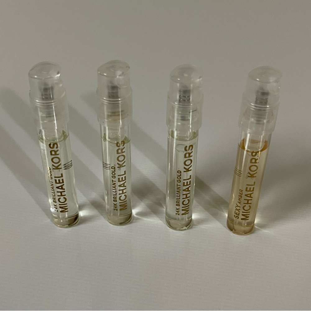 (059) NEW Michael Kors four perfume mini vials: 24K Brilliant Gold & Sexy Amber